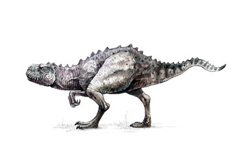 Tyrannosaurus rex drawing. Dinosaur hand made illustration. 