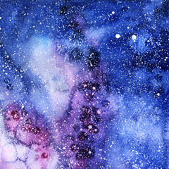 Space Starry sky. galaxy. picture on paper. watercolor background