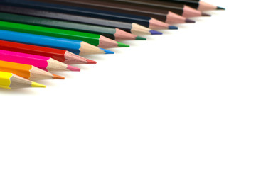 colored pencils on white background