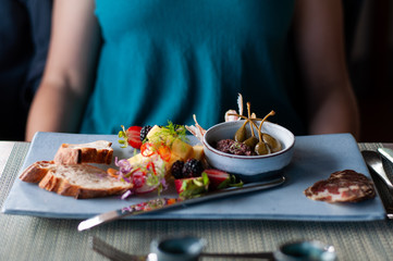 Delicious plated food.