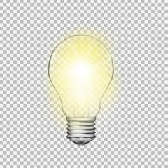 Realistic vector transparent light bulb