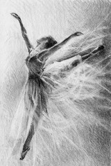 baletnica w skoku. naszkicować. grafika. rysunek ołówkiem - 245791293
