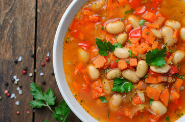 Vegetable Soup with Beans, Tasty Homemade Vegetarian Food