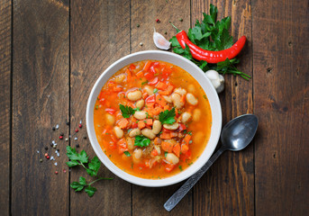 Vegetable Soup with Beans, Tasty Homemade Vegetarian Food