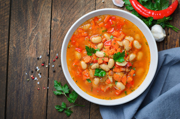 Vegetable Soup with Beans, Tasty Homemade Vegetarian Food