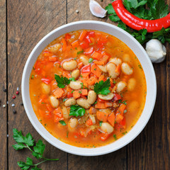 Vegetable Soup with Beans, Tasty Homemade Vegetarian Food