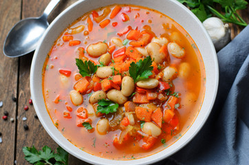 Vegetable Soup with Beans, Tasty Homemade Vegetarian Food