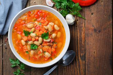 Vegetable Soup with Beans, Tasty Homemade Vegetarian Food