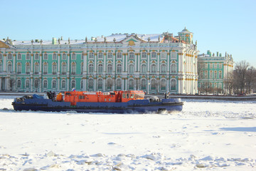 Ship icebreaker ramps up ice for shipping