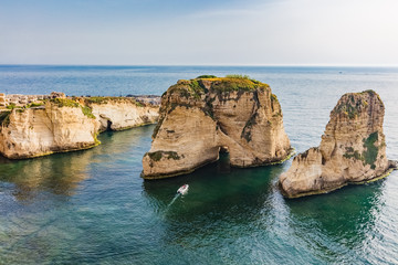 Rouche Rocks  in Beirut capital city of Lebanon Middle east