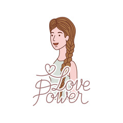 woman with label love power avatar character