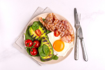 Ketogenic diet. Low carb high fat breakfast. Healthy food concept