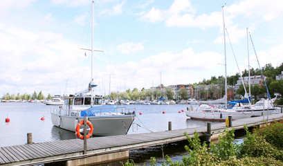 Parking of ships in the port of the city