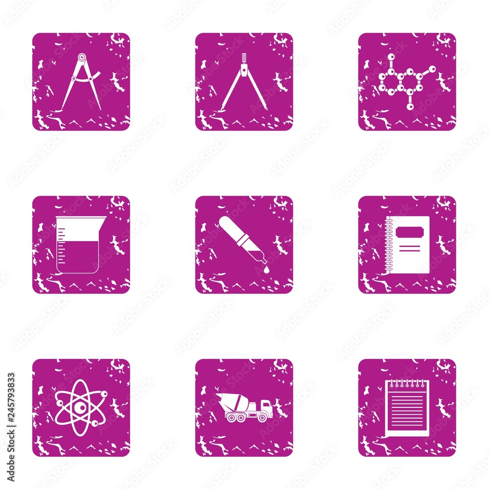 Poster formula calculation icons set. grunge set of 9 formula calculation vector icons for web isolated on 