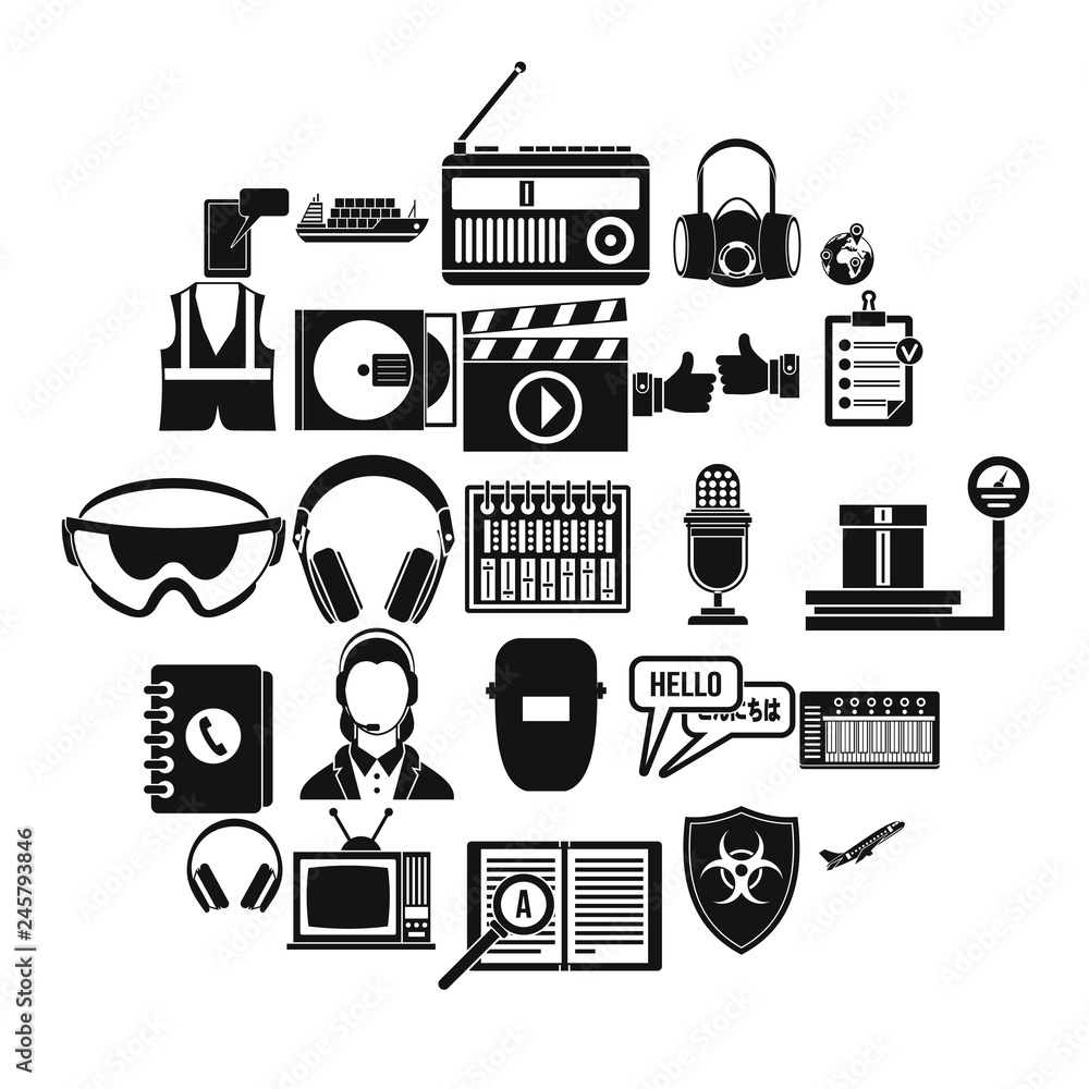 Poster loud music icons set. simple set of 25 loud music vector icons for web isolated on white background