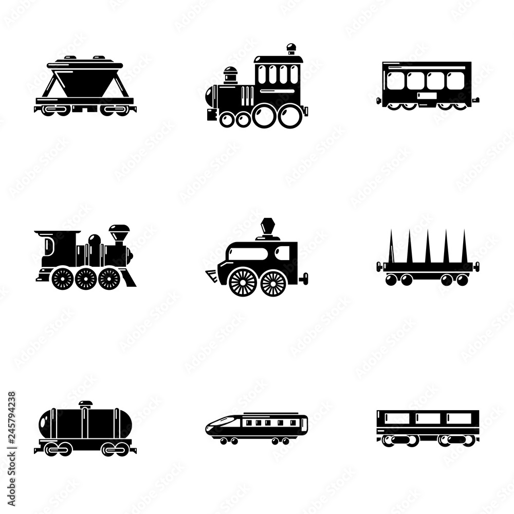 Poster freight wagon icons set. simple set of 9 freight wagon vector icons for web isolated on white backgr