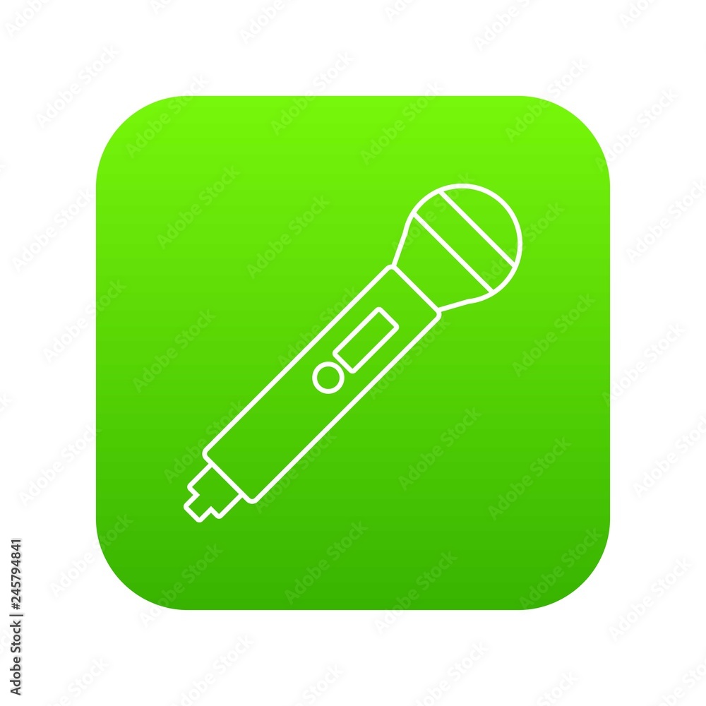 Wall mural Microphone icon green vector isolated on white background - Wall murals
