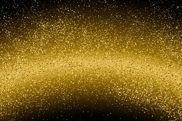 Gold Glitter Texture Isolated On Black. Amber Particles Color. Celebratory Background. Golden Explosion Of Confetti. Vector Illustration, Eps 10.