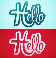 Hello Emblem vector Lettering illustration