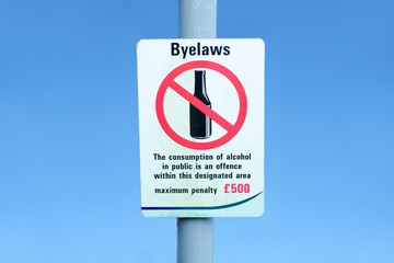 Alcohol consumption public offence fine penalty sign