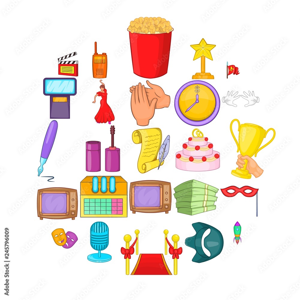 Poster avocation icons set. cartoon set of 25 avocation vector icons for web isolated on white background