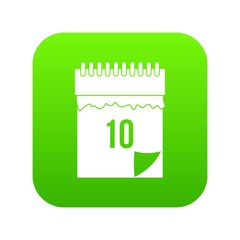 10 date calendar icon digital green for any design isolated on white vector illustration