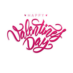 Postcard with a unique lettering for Valentine's Day. Vector illustration with isolated elements