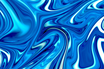 Modern Art Pattern. Liquid Abstract Ice Winter Pattern With Blue Graphics Color Art Form. Digital Background With Abstract Liquid Flow.