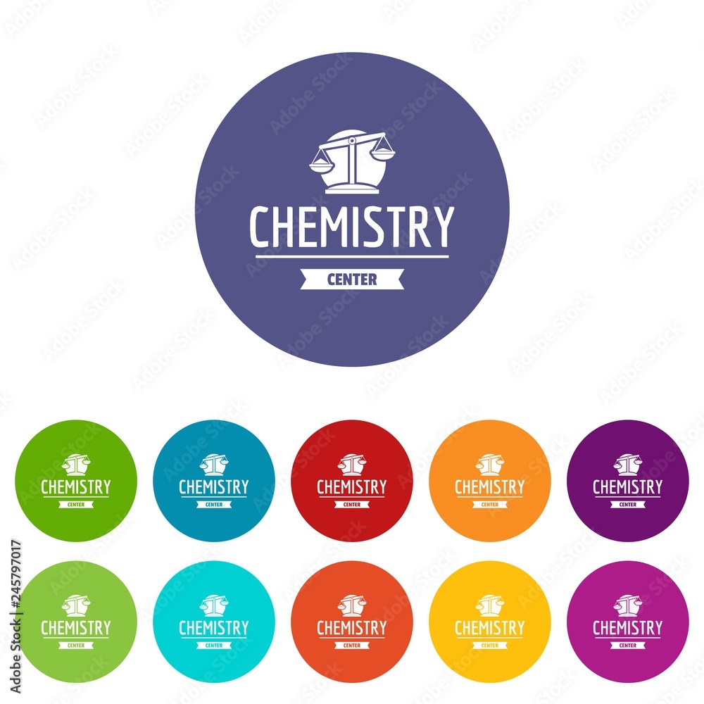 Poster research lab icons color set vector for any web design on white background