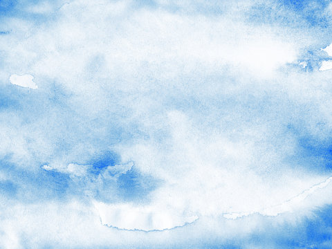 Abstract blue watercolor background with texture aquarelle paint and paper. Empty surface of square format with grunge effect for your text or collage.