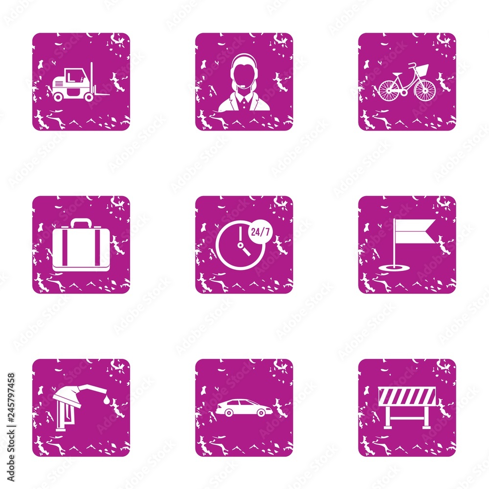 Poster permanent icons set. grunge set of 9 permanent vector icons for web isolated on white background