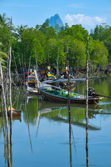 Fototapeta na wymiar Fishing boats in Thailand