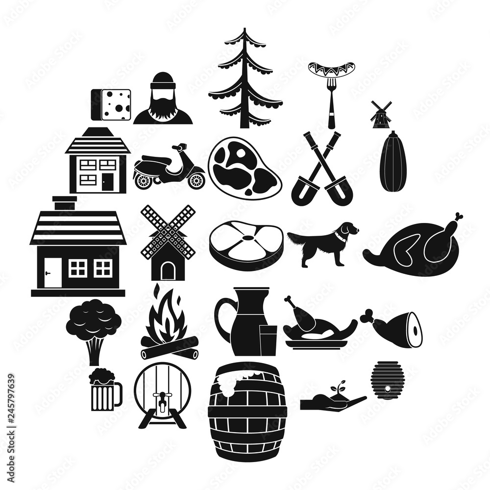 Poster storehouse icons set. simple set of 25 storehouse vector icons for web isolated on white background