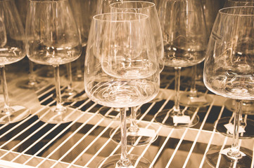 Wine glasses for sale in a shop