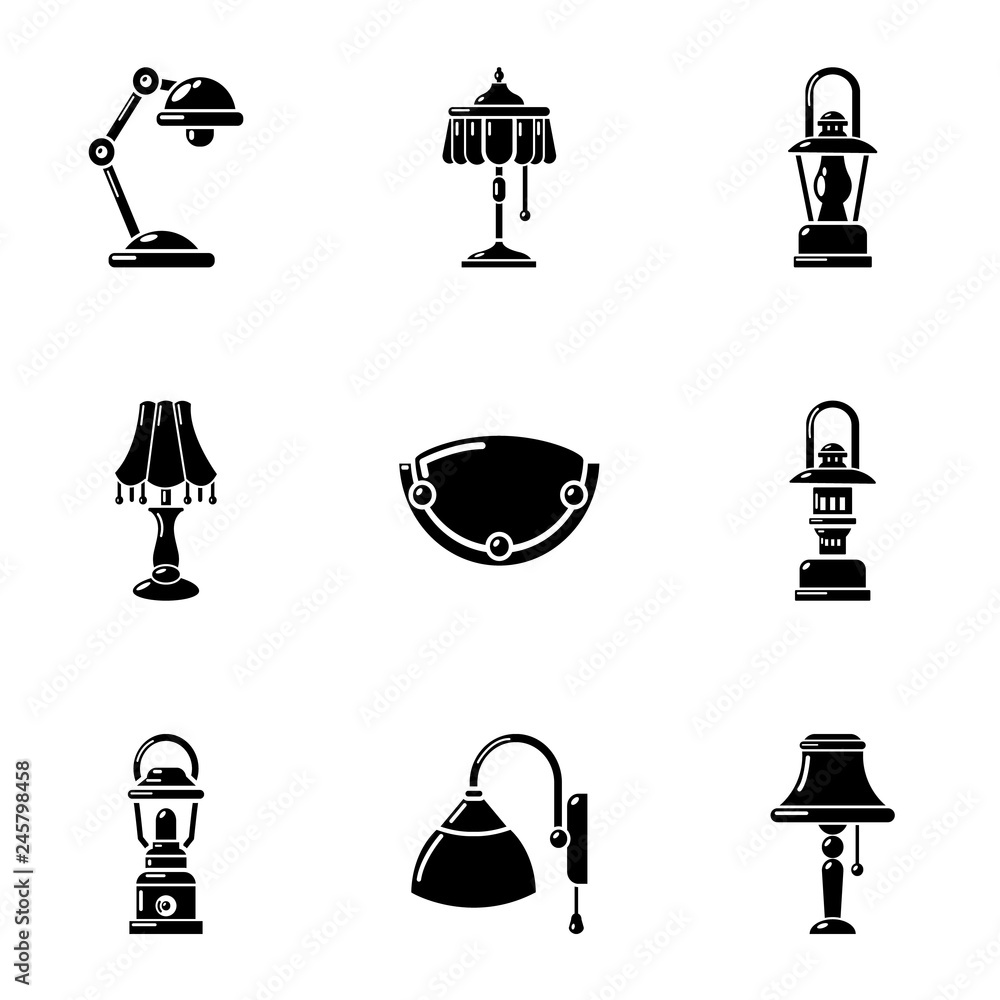 Poster wall light icons set. simple set of 9 wall light vector icons for web isolated on white background