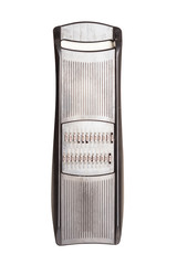 plastic black grater for vegetables on a white background