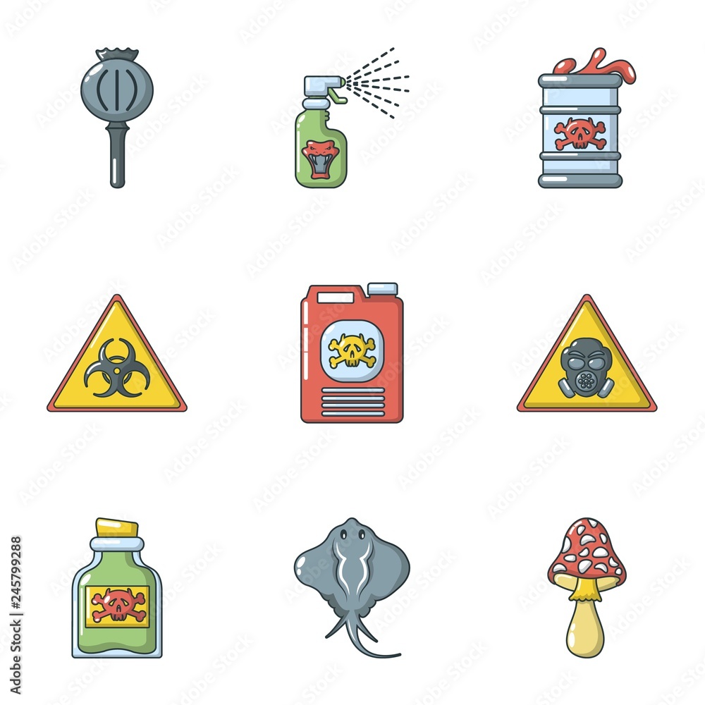 Poster chemical structure icons set. cartoon set of 9 chemical structure vector icons for web isolated on w