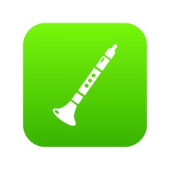 Trumpet icon green vector isolated on white background