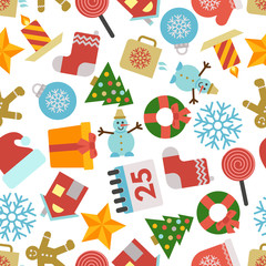 Seamless Pattern with Christmas icons