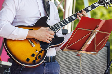 guitarist playing at city park jazz festival