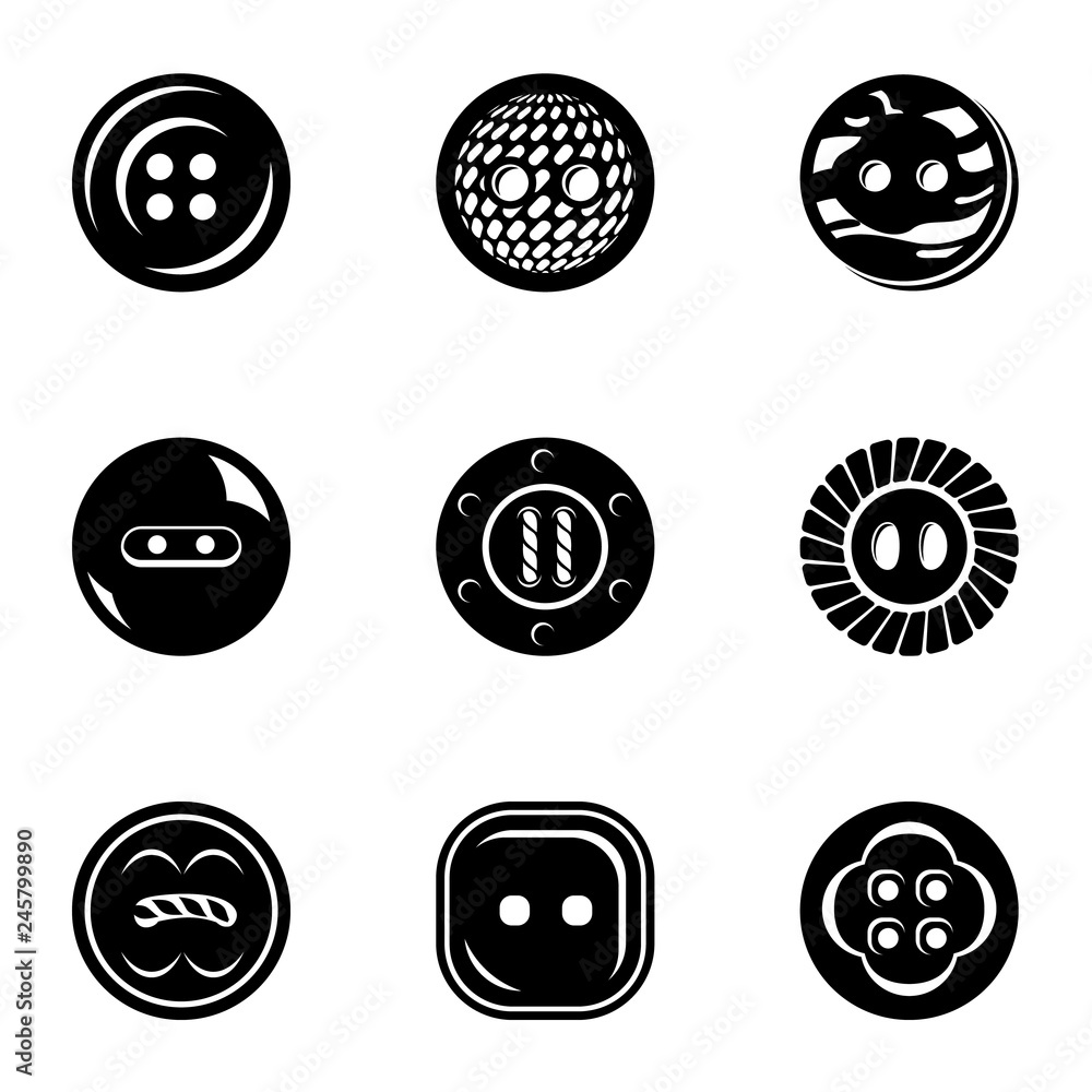 Aufkleber button bright icons set. simple set of 9 button bright vector icons for web isolated on white backgr