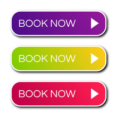 Set of three modern gradient buttons with shadows