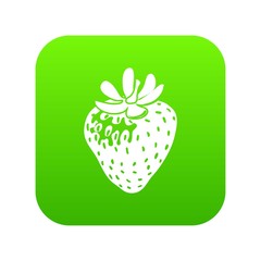 Strawberry icon green vector isolated on white background
