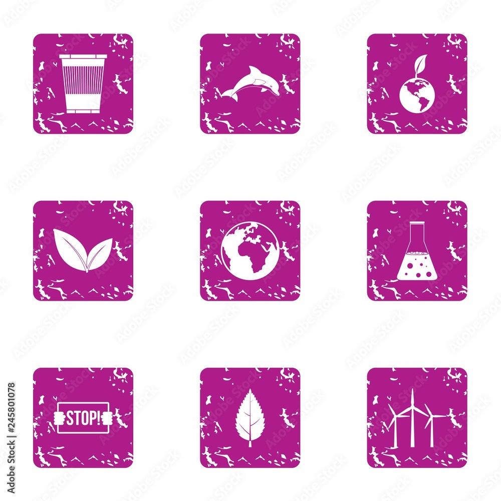 Aufkleber stop the destruction icons set. grunge set of 9 stop the destruction vector icons for web isolated o