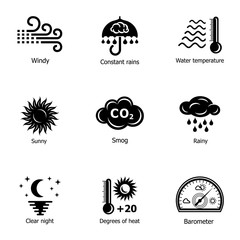 Context icons set. Simple set of 9 context vector icons for web isolated on white background