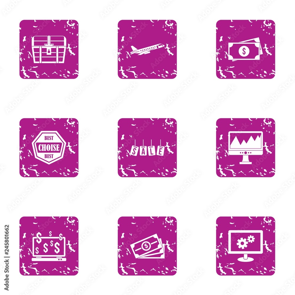 Poster way of sale icons set. grunge set of 9 way of sale vector icons for web isolated on white background