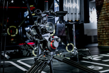 detail of professional camera equipment, film production studio