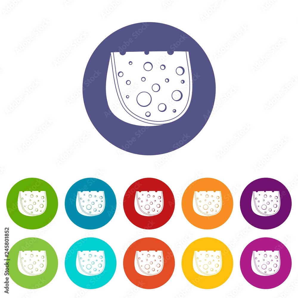 Poster cheese icons color set vector for any web design on white background