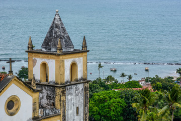 The architecture of the historic city of Olinda in Pernambuco, Brazil showcasing the Se Church...