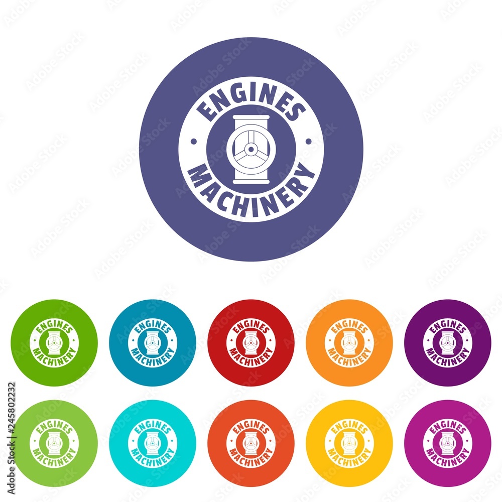 Poster automation machinery icons color set vector for any web design on white background